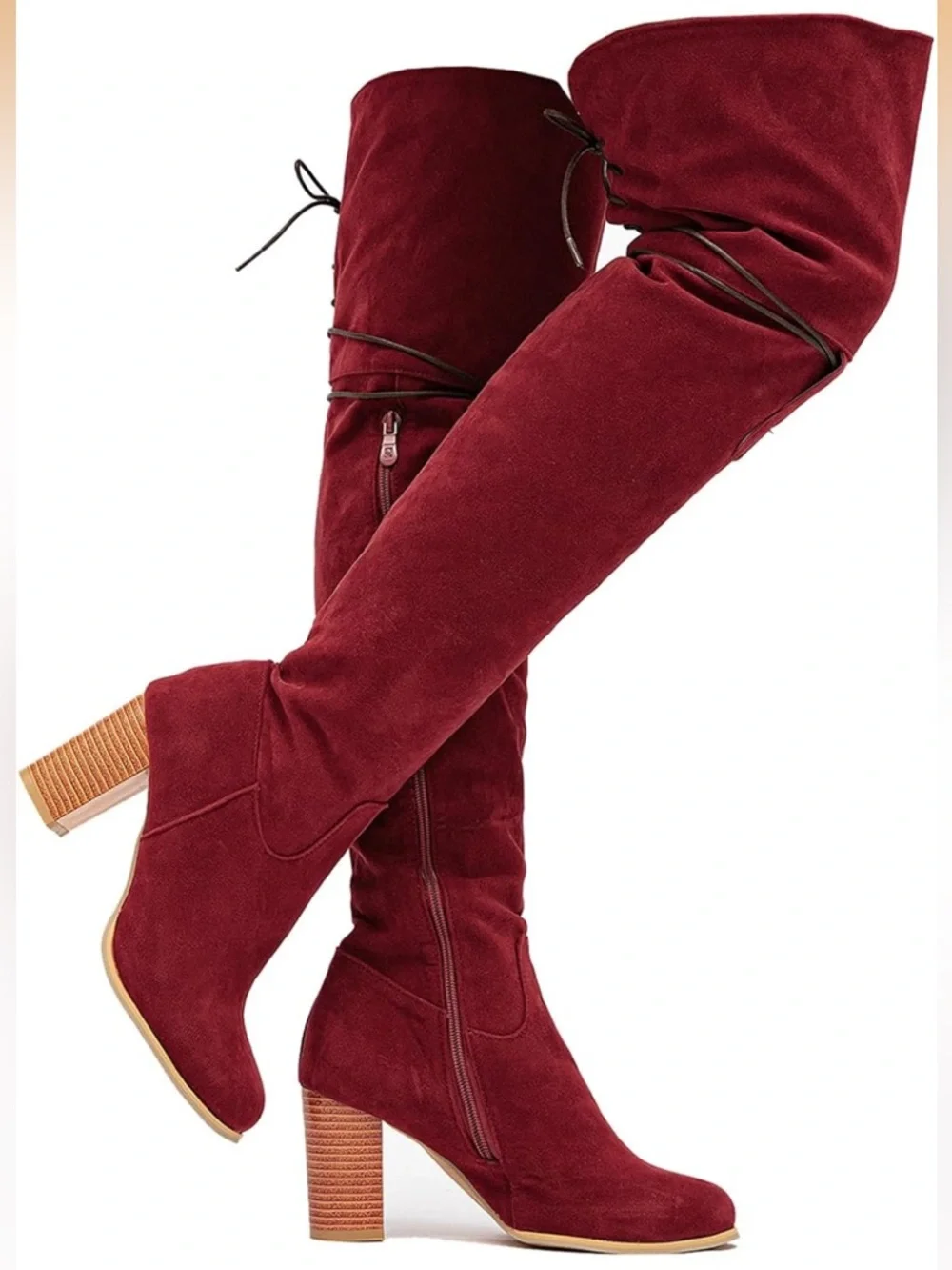Over-the-Knee Suede Chunky Heel Boots